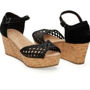 NWT Toms Suede Ankle Cork Wedges